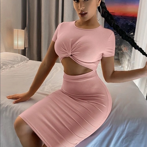 NWOT Pink Twist Front Cutout Dress - Picture 5 of 5